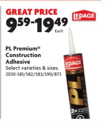Home Hardware Pl premium construction adhesive offer
