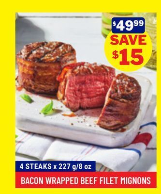 M & M Food Market Bacon wrapped fillet mignons offer