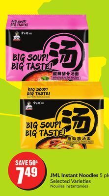 FreshCo Jml instant noodles 5 pk selected varieties offer