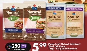 FreshCo Maple leaf natural selections sliced deli meats 125g - 175g select varieties offer