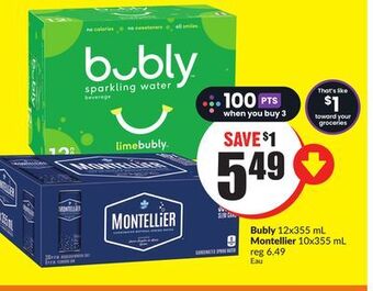 FreshCo Bubly 12x355 ml montellier 10x355 ml offer