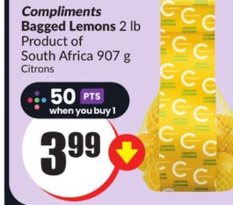FreshCo Compliments bagged lemons 2 lb product of south africa 907 g offer