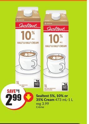 FreshCo Sealtest 5%, 10% or 35% cream 473 ml-1 l offer