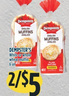 Marché Adonis Dempster's white or whole wheat muffin offer