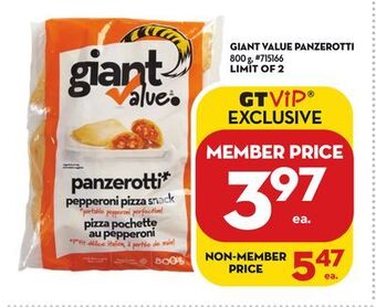 Giant Tiger Giant value panzerotti offer