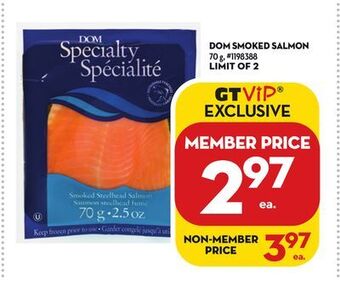 Giant Tiger Dom smoked salmon offer
