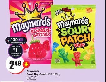 Chalo FreshCo Maynards small bag candy 150-185 g offer