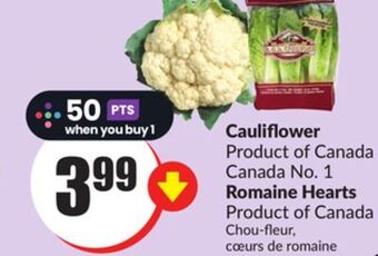 Chalo FreshCo Cauliflower product of canada canada no. 1 romaine hearts product of canada offer