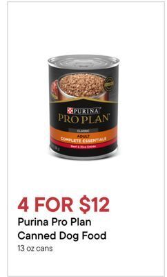 Petvalu Purina pro plan canned dog food offer
