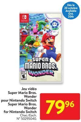 Walmart Super mario bros. wonder for nintendo switch offer