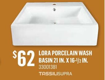 Canac Lora porcelain wash basin 21 in. x 16-1/2 in offer