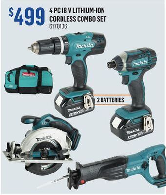 Canac 4 pc 18 v lithium-ion cordless combo set offer
