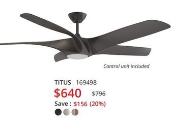 Multi Luminaire Ceiling fan titus offer