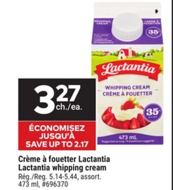 Giant Tiger Lactantia whipping cream offer