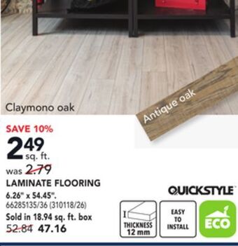 RONA Quickstyle laminate flooring 6.26 x 54.45 offer