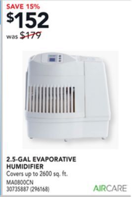 RONA Aircare 2.5-gal evaporative humidifier offer