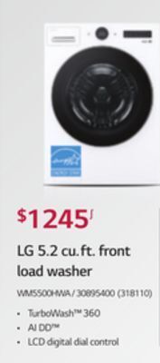 Réno Dépôt Lg 5.2 cu. ft. front load washer offer
