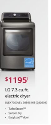 Réno Dépôt Lg 7.3 cu. ft. electric dryer offer