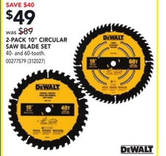 Réno Dépôt Dewalt 2-pack 10 circular saw blade set offer