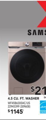 Réno Dépôt Samsung 4.5 cu. ft. washer offer