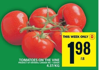 Food Basics TOMATOES ON THE VINE 4.37KG offer