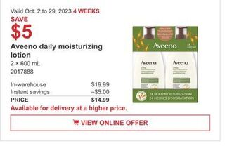 Costco Aveeno daily moisturizing lotion offer