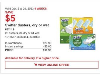 Costco Swiffer dusters, dry or wet refills offer