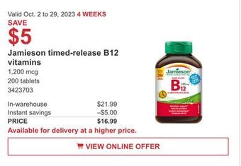 Costco Jamieson timed-release b12 vitamins offer