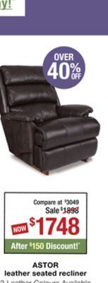 La Z Boy Astor leather seated recliner offer