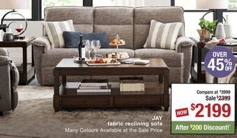 La Z Boy Jay fabric reclining sofa offer