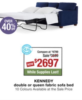 La Z Boy Kennedy double or queen fabric sofa bed offer