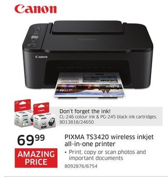 The Source Canon pixma ts3420 wireless inkjet all-in-one printer offer