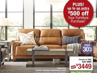 La Z Boy Draper leather seated stationary sofa offer