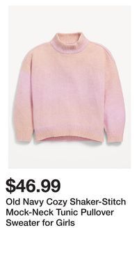 Old Navy Old navy cozy shaker-stitch mock-neck tunic pullover sweater for girls offer