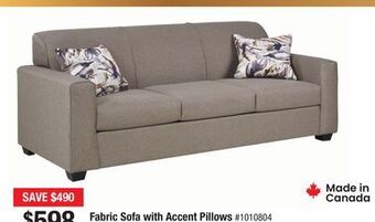 Bad Boy Superstore Fabric sofa with accent pillows offer