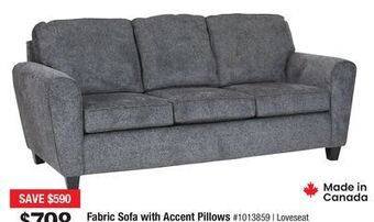 Bad Boy Superstore Fabric sofa with accent pillows offer
