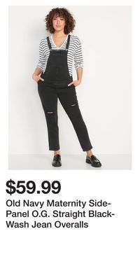 Old Navy Old navy maternity side-panel o.g. straight black-wash jean overalls offer