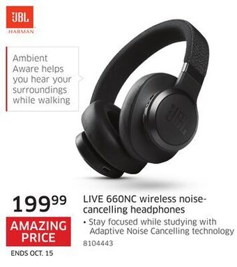 The Source Jbl live 660nc wireless noise- cancelling headphones offer