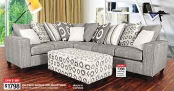 Bad Boy Superstore 2pc. fabric sectional with accent pillows offer
