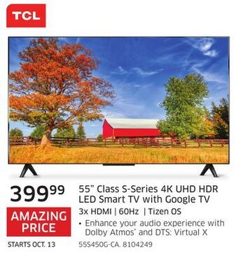 The Source Tcl 55 class s-series 4k uhd hdr led smart tv with google tv offer