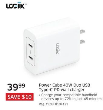 The Source Power cube 40w duo usb type-c pd wall charger offer