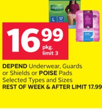 Rexall Depend underwear, guards or shields or poise pads offer