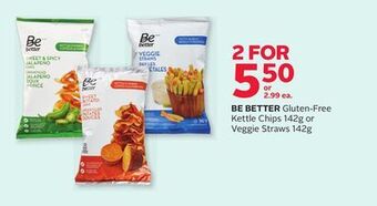 Rexall Be better gluten-free kettle chips 142g or veggie straws 142g offer