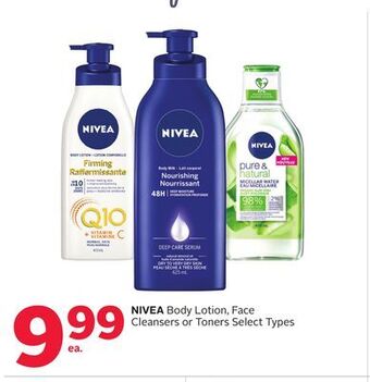 Rexall Nivea body lotion, face cleansers or toners offer