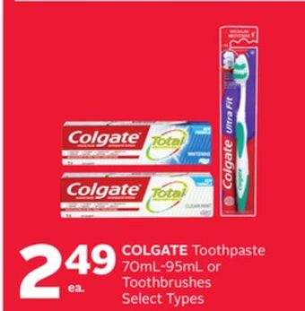 Rexall Colgate toothpaste 70ml-95ml or toothbrushes offer