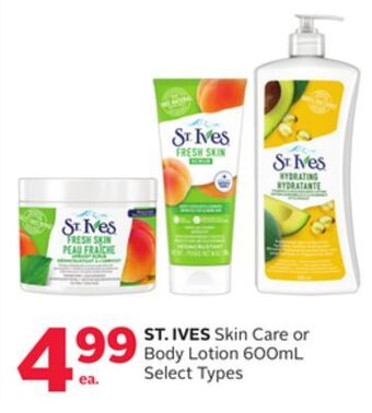 Rexall St. ives skin care or body lotion offer