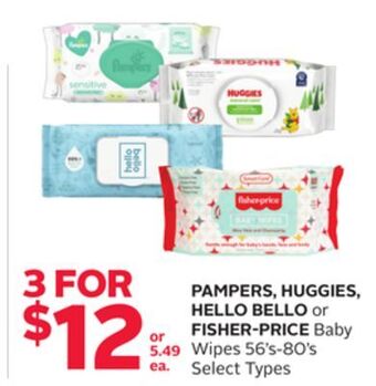 Rexall Pampers, huggies, hello bello or fisher-price baby wipes offer