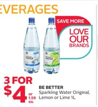 Rexall Be better sparkling water original, lemon or lime offer