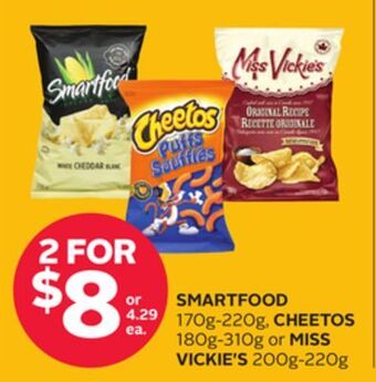 Rexall Smartfood 170g-220g, cheetos 180g-310g or miss vickie's 200g-220g offer