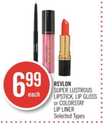 Shoppers Drug Mart Revlon super lustrous lipstick, lip gloss or colorstay lip liner offer
